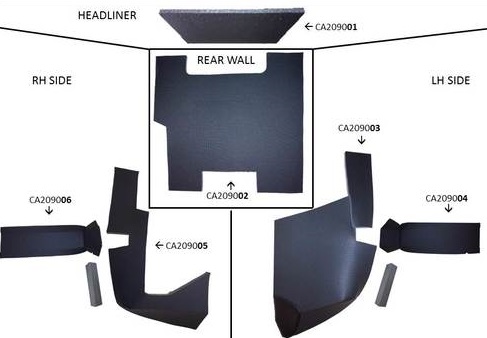 UCA99206     Cab Kit with Headliner---Black---2090, 2290